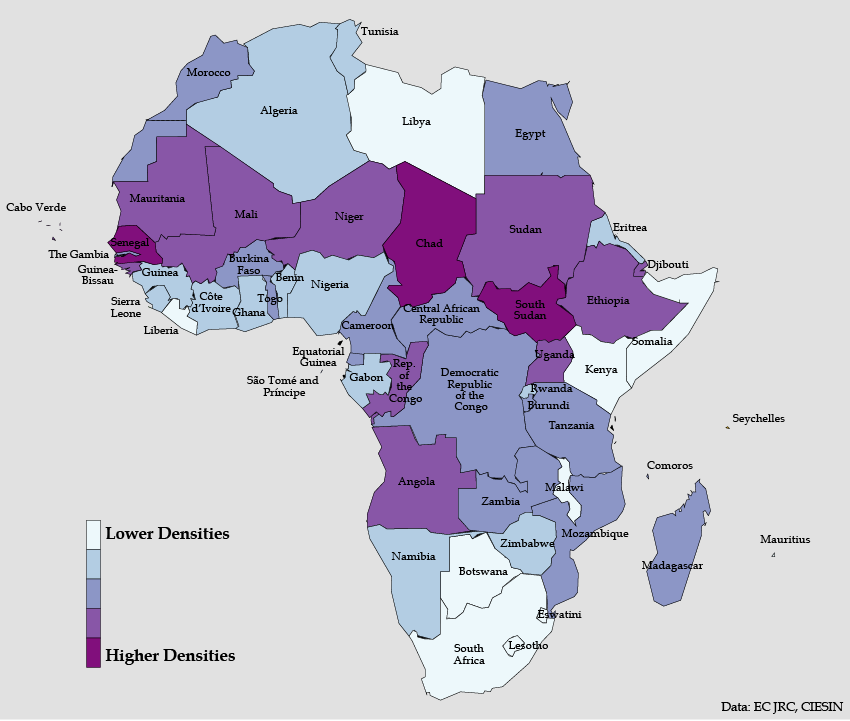 Density of Urban Areas in Africa - COVID-19 Risk Factor