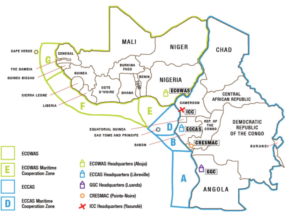 Figure 4: Multinational Maritime Coordination Zones in West and Central Africa