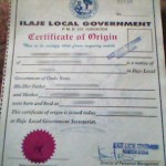 A Nigerian certificate of origin