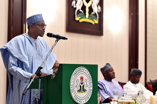 President Muhammadu Buhari delivers his address at the State Banquet in Nigeria. (Photo: GCIS)