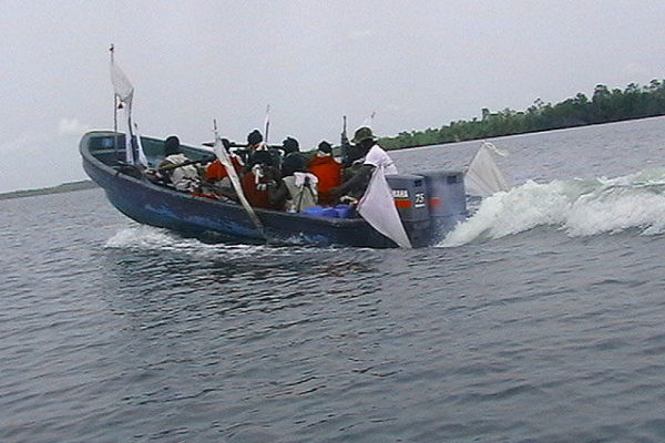 Fighters in a boat