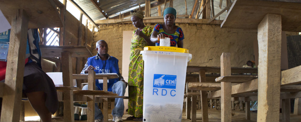 A voting station in the DRC