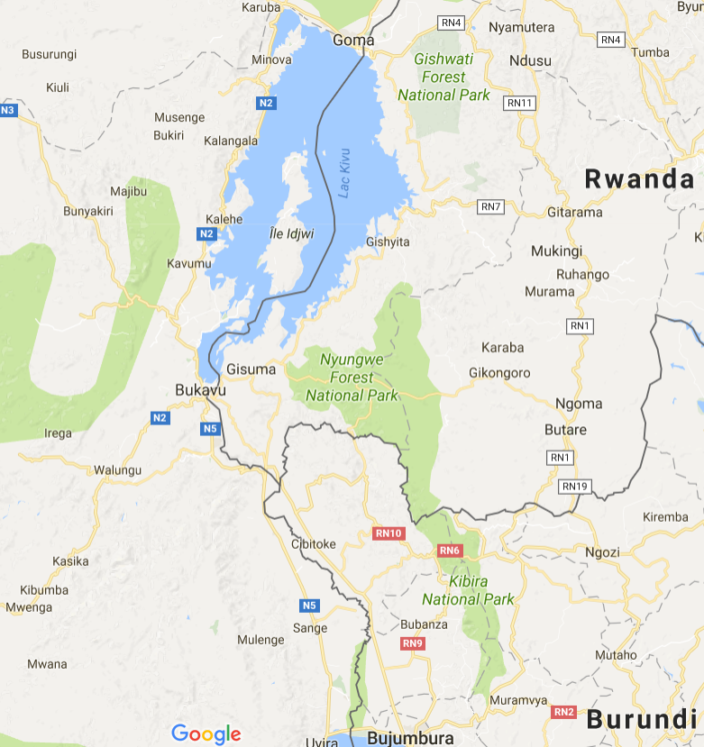 Eastern DRC. Map © Google 2017.
