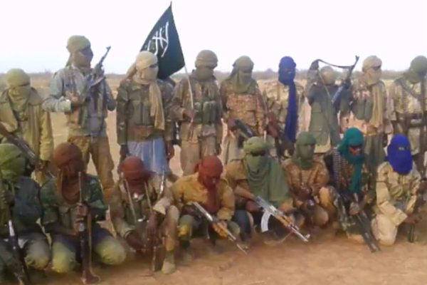 Ansaroul Islam militants in northern Burkina Faso, date unknown. (Image: Screen capture from video obtained by Héni Nsaibia from source in Mali)
