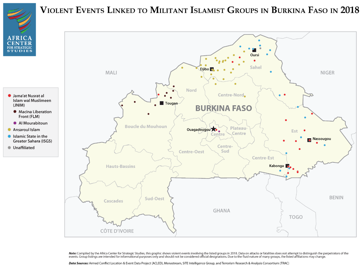 Violent Events Linked to Militant Islamist Groups in Burkina Faso in 2018