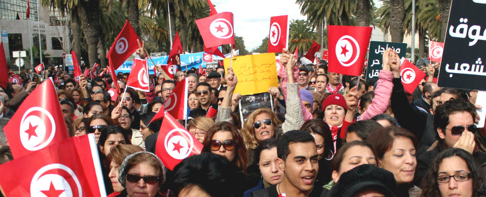 Tunisians protest in January 2012