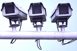 three surveillance cameras