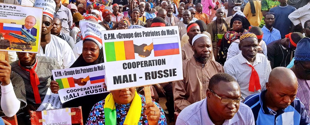 A rally organized by pro-Russia Groupe des Patriotes du Mali.