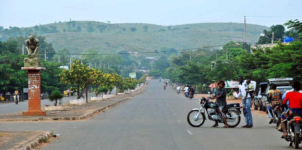 A street in Natitingou, northern Benin, leading toward the Burkina Faso border