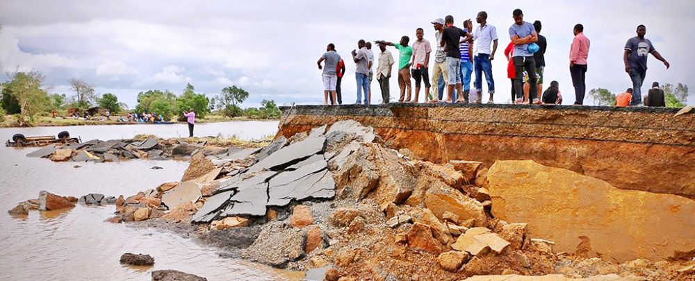 A washed out road in Mozambique.