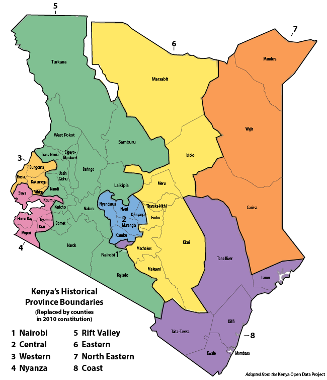 Map Of Kenya Provinces