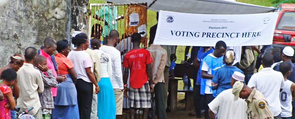 A voting station in Liberia