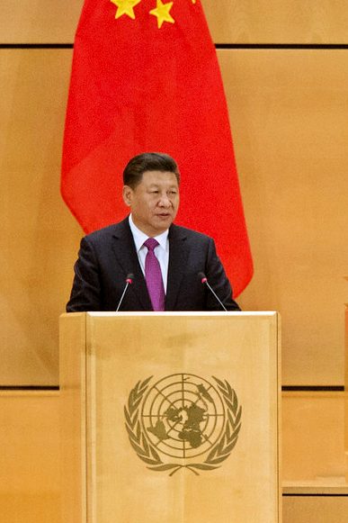 Xi Jinping at the UN Assembly Hall in Geneva