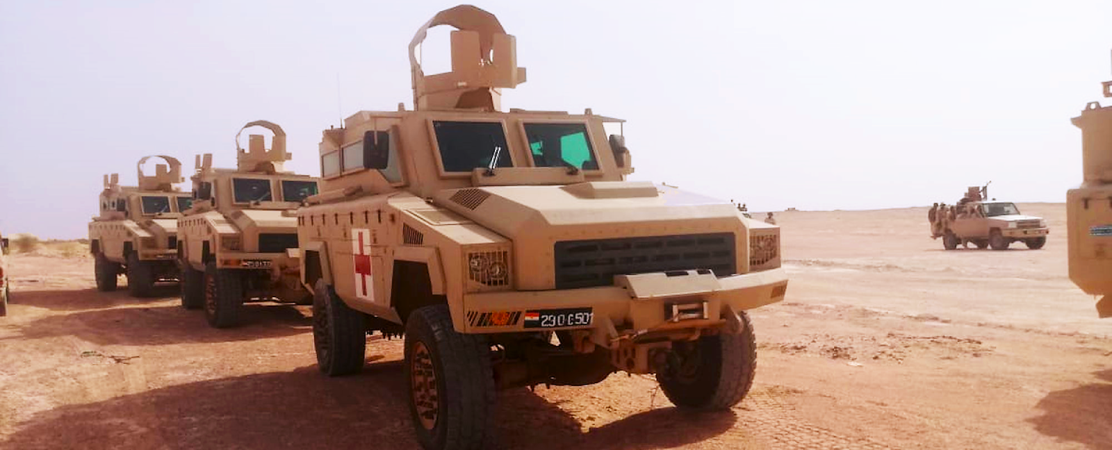 Armored personnel carriers supporting the G5 Sahel Joint Force in northern Niger.