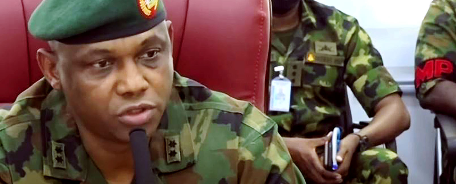 A Nigerian Army representative speaks during a visit of the Senate Committee on Army.