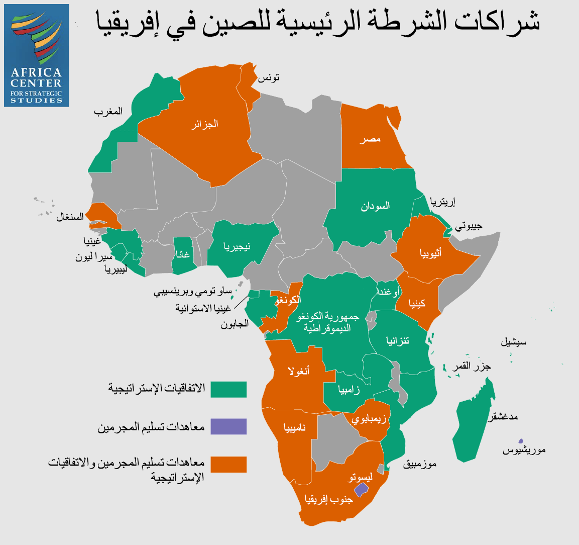 خريطة الشراكات الشرطية الرئيسية للصين في إفريقيا
