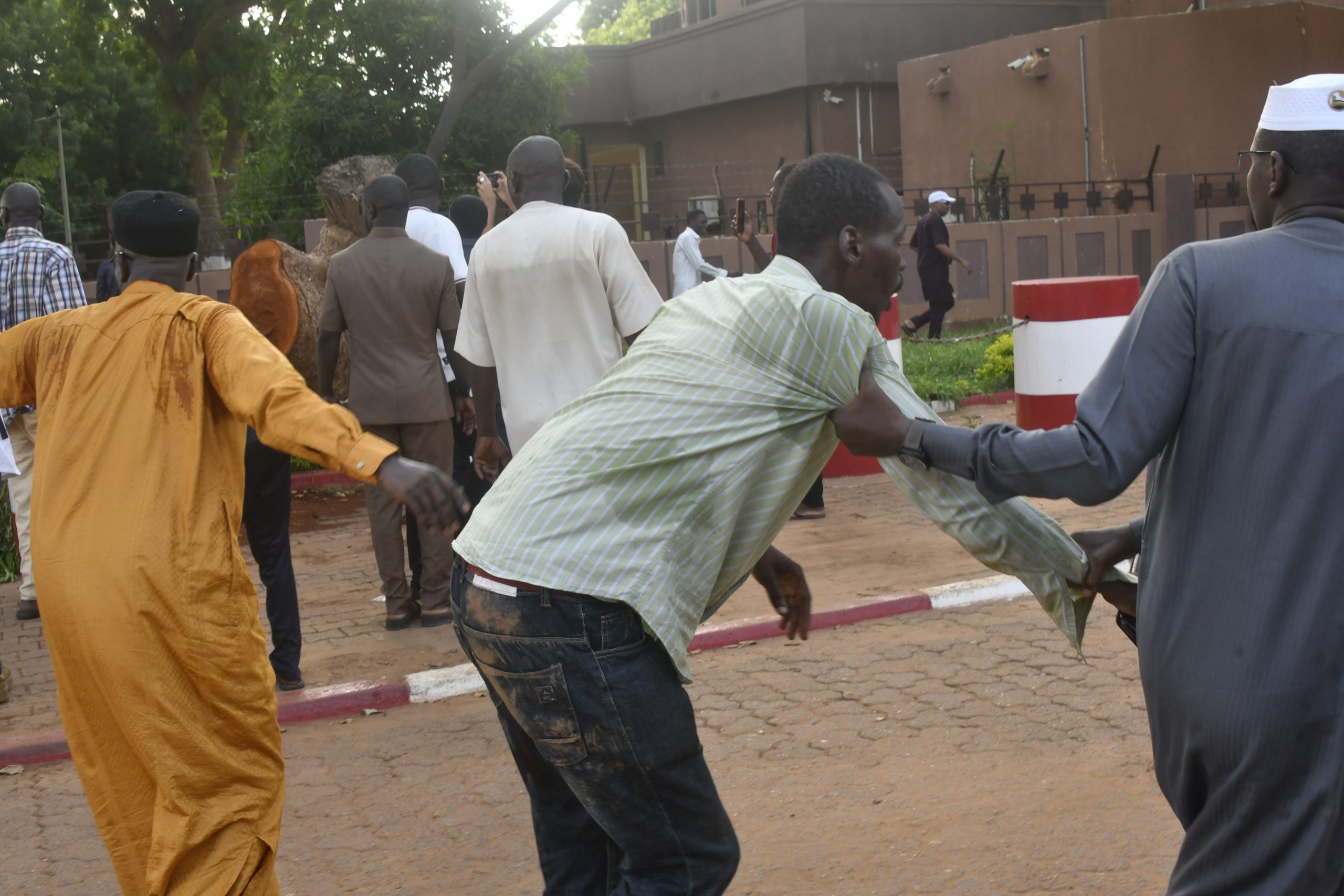 An injured demonstrator in Niamey, Niger.