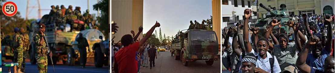 People cheer Senegalese ECOWAS soldiers as they arrive in Banjul