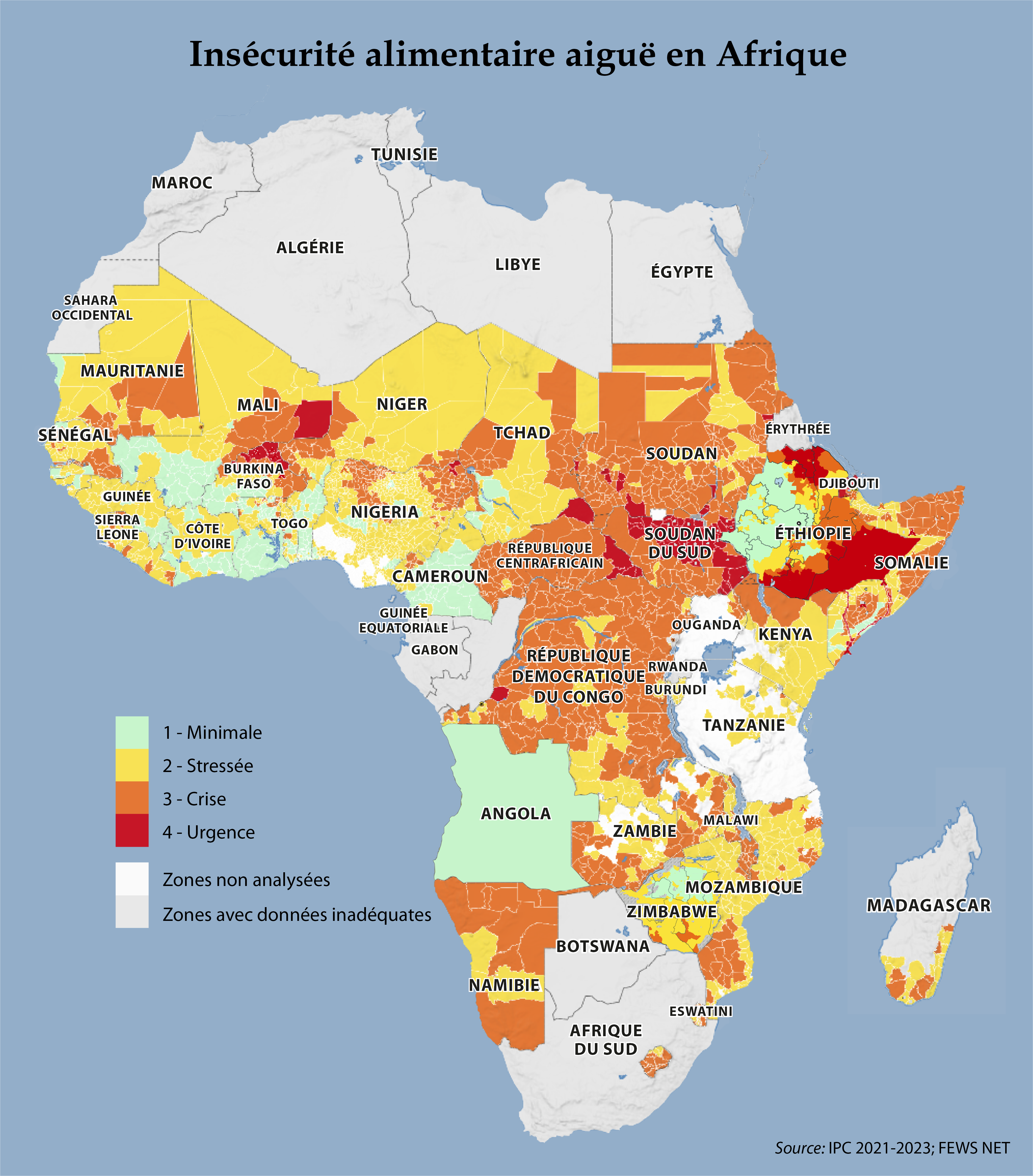 Carte - Insécurité alimentaire aiguë en Afrique