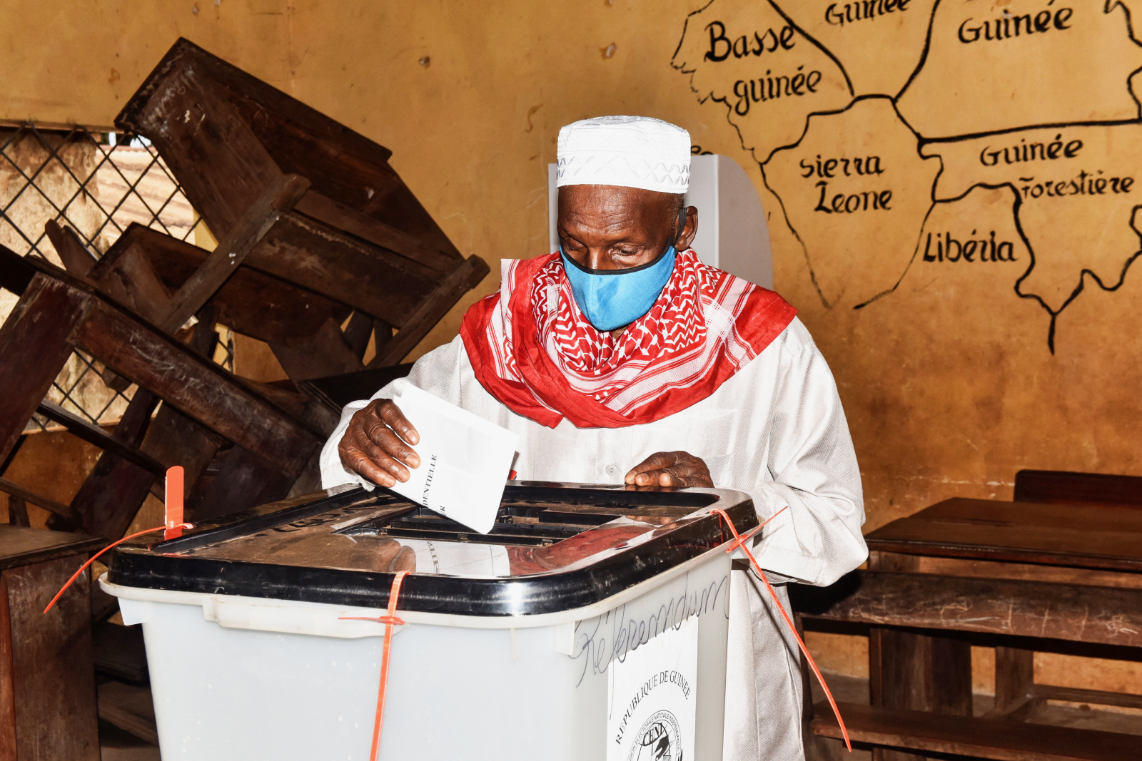 A polling station in Conakry during the Guinea presidential elections.