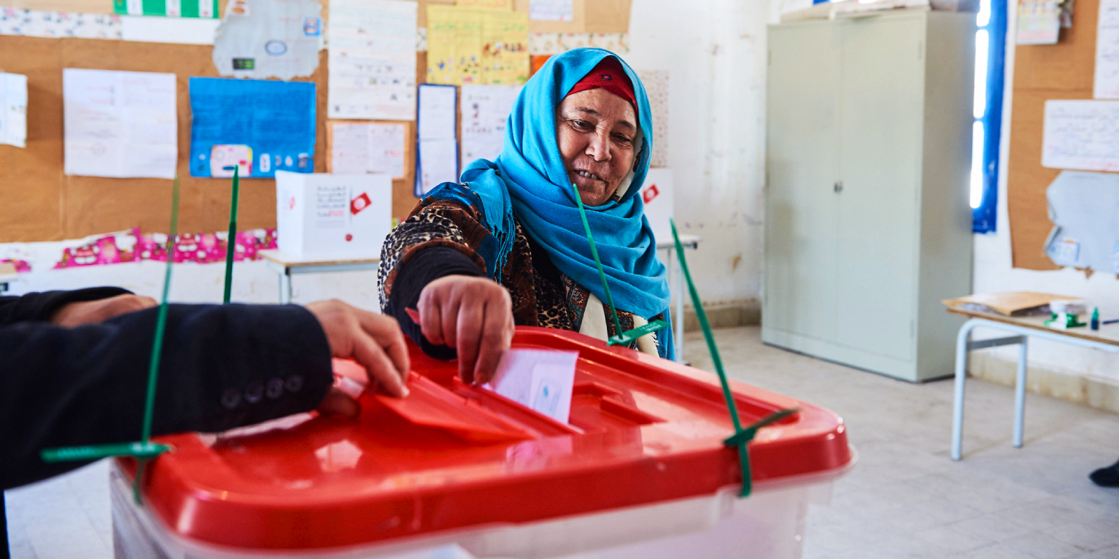 Voting during municipal elections in Tunisia. 