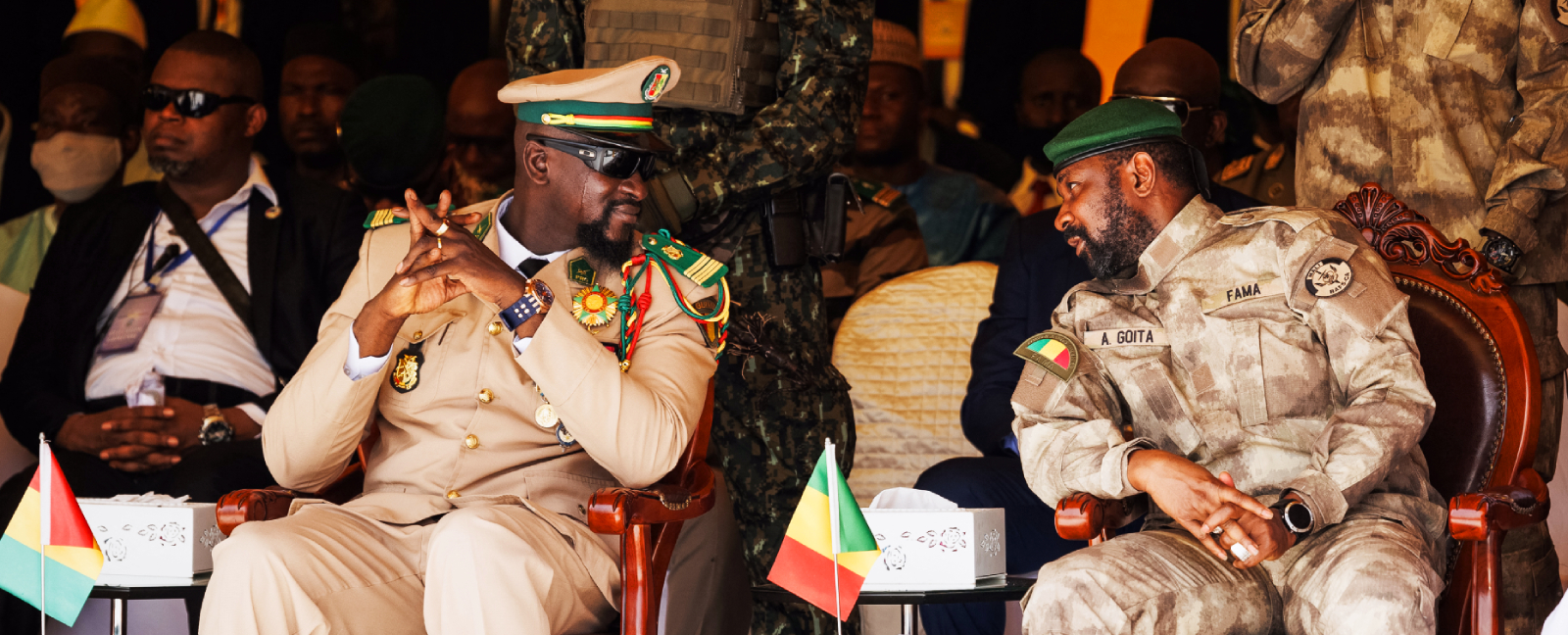 Guinea junta leader Mamady Doumbouya (left) and Mali junta leader Colonel Assimi Goïta.