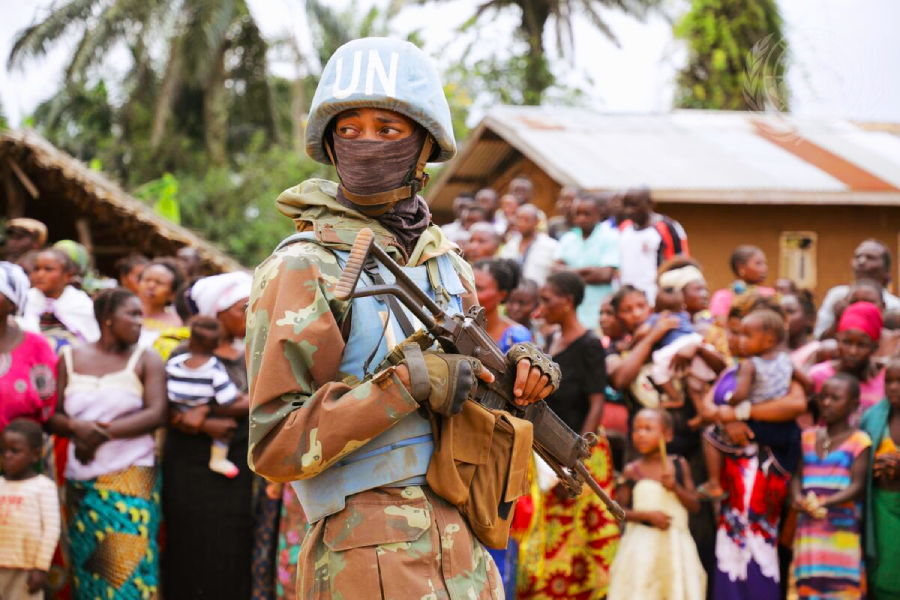 MONUSCO peacekeepers in Kainama, DRC