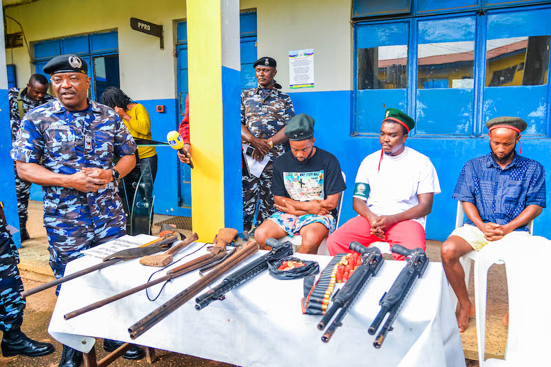 Nigerian police arrest three Black Axe gang members. 