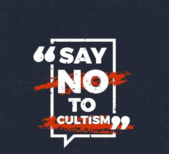 Image of a speech bubble that reads: Say No To Cultism