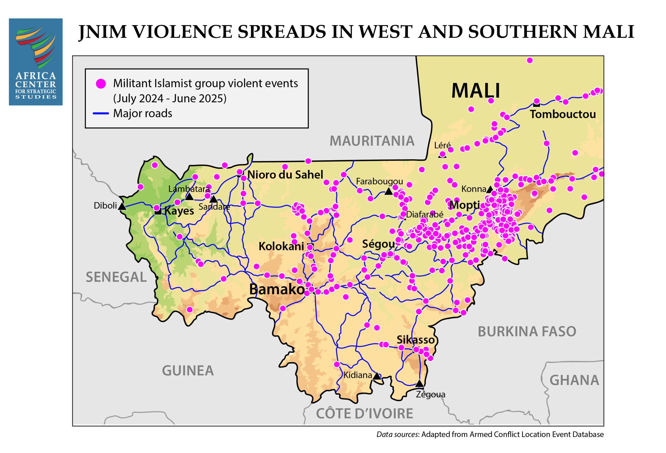 JNIM Violence in West and Southern Mali, July 2024–June 2025