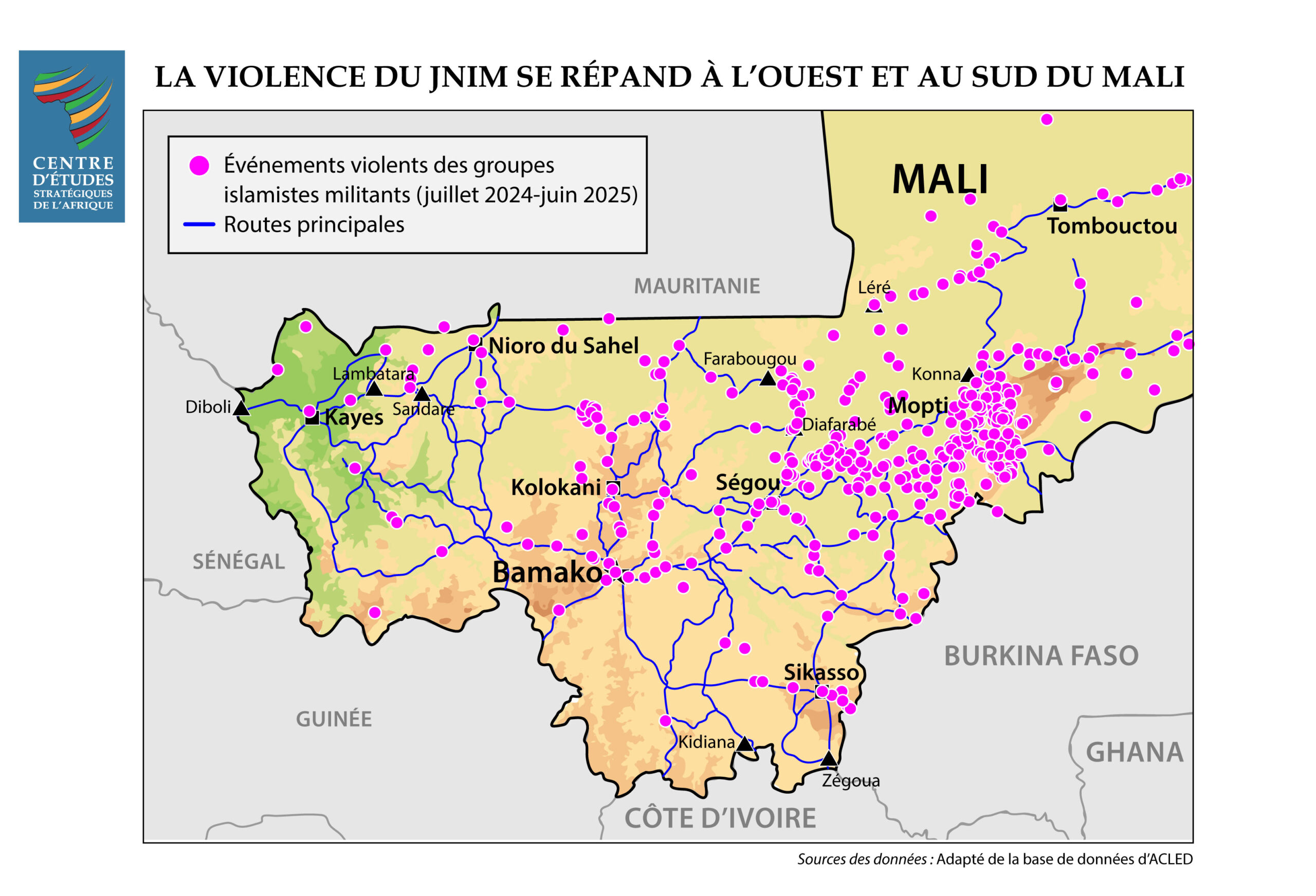 Violences du JNIM dans l'ouest et le sud du Mali, juillet 2024-juin 2025