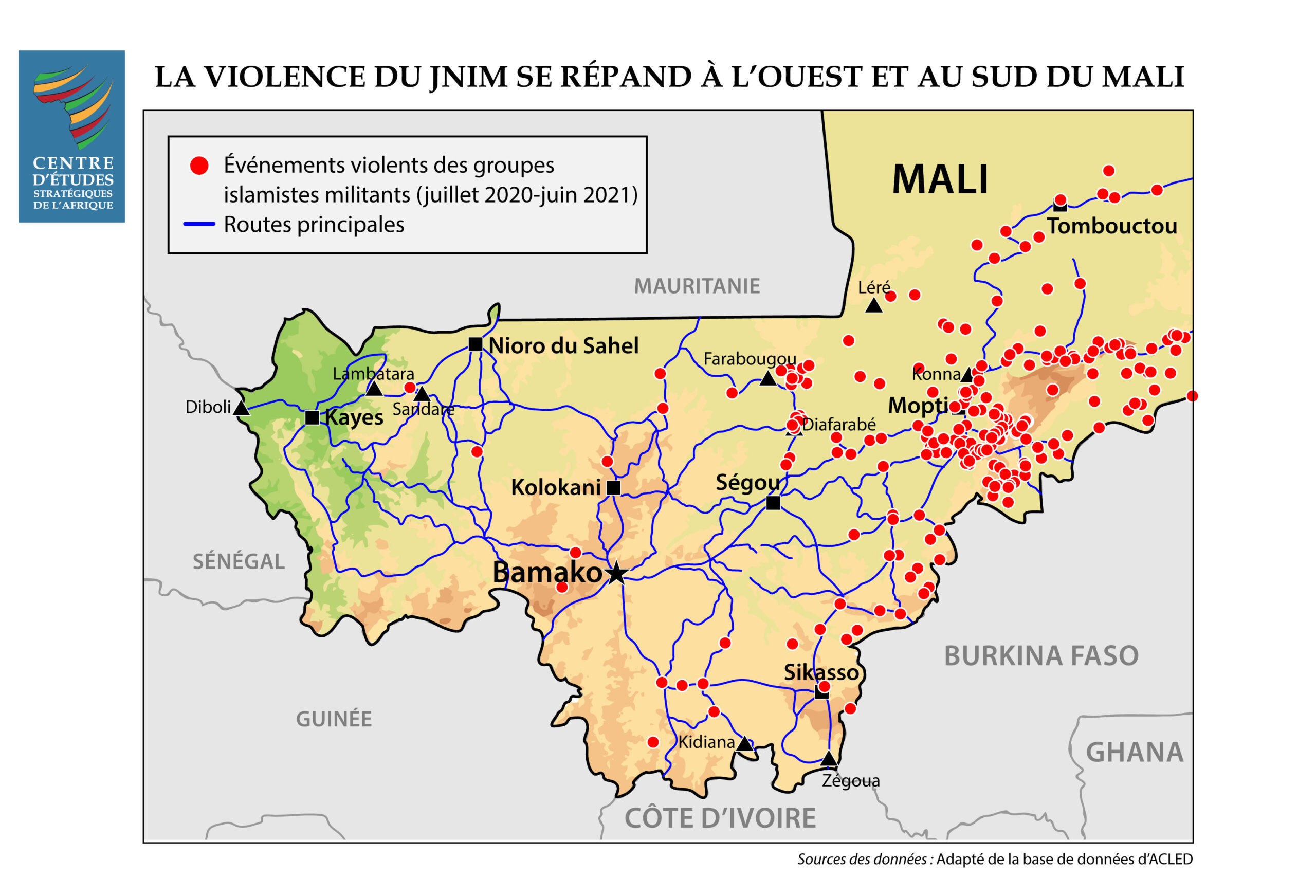 60 / 5,000 Violences du JNIM dans l'ouest et le sud du Mali, juillet 2020-juin 2021