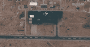 Satellite image of Ilyushin Il-76 cargo plane parked on the tarmac at Amdjarass airport in eastern Chad. Satellite image of Ilyushin Il-76 cargo plane parked on the tarmac at Amdjarass airport in eastern Chad.