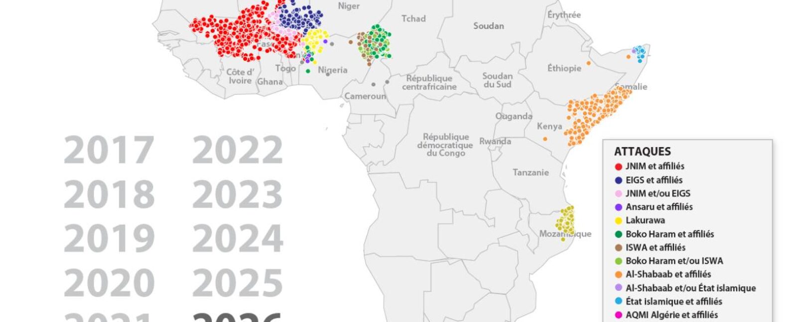 En Afrique, le nombre de victimes liées à la violence islamiste ne cesse d’augmenter dans un contexte d’évolution des tactiques
